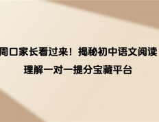 周口家长看过来！揭秘初中语文阅读理解一对一提分宝藏平台